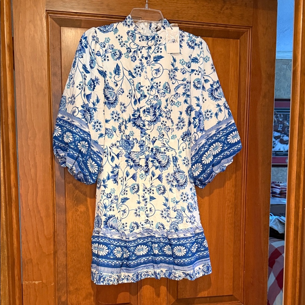 Floral Blue and White Women's Dress